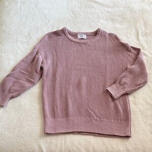 Women's Pink Cable Knit 100% Cotton Sweater